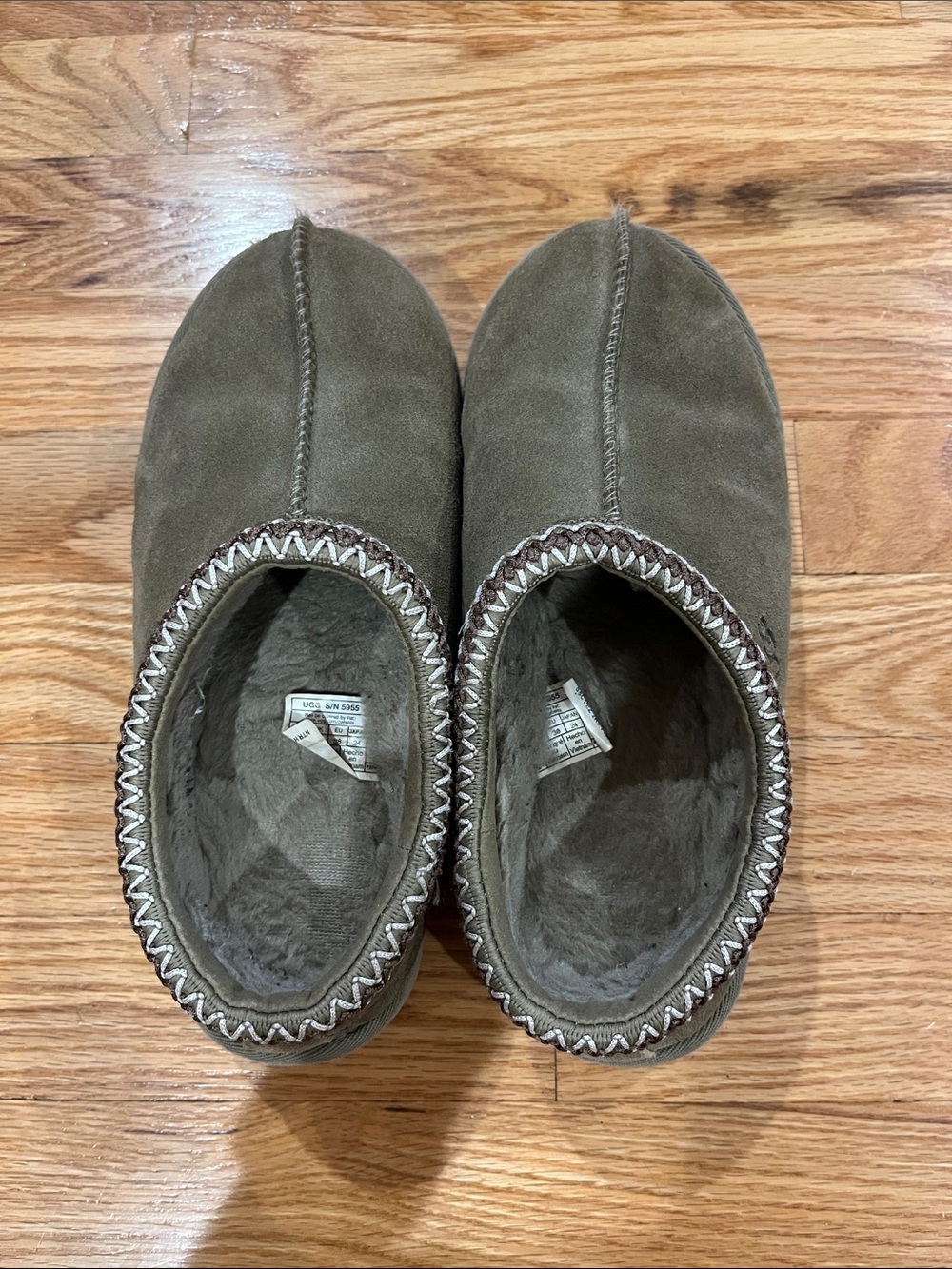 UGG Men’s Slip-On Suede Slippers in Olive